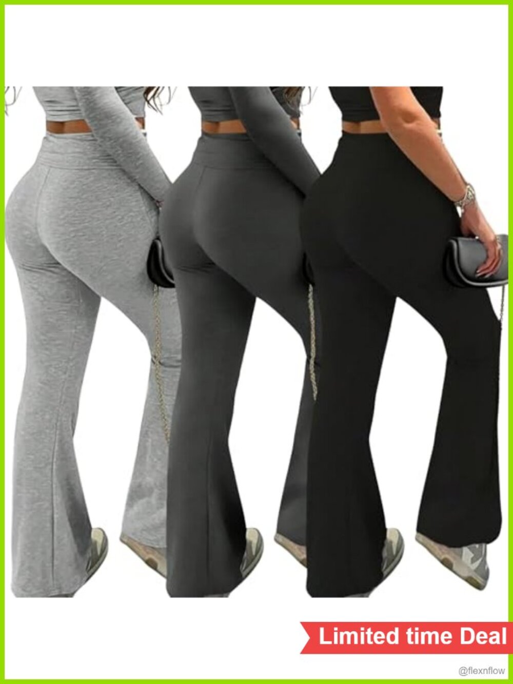3pc Plus Size High Waisted Flared Leggings Yoga Pants Bootcut Lounge Stretch